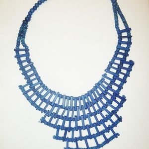 💥2 for $20💥 Royal Blue Wooden Bib Necklace